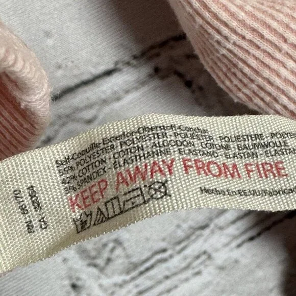 Free People Thermal Knit Top Crunched Sleeve Blouse Solid Peach Women Size XS - Picture 7 of 7